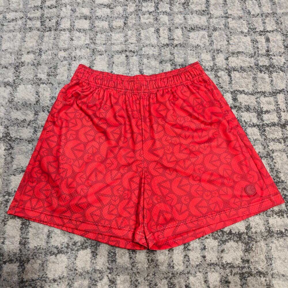 Ethika All Over Logo Print Mesh Shorts Mens Red Maroon Athletic Gym Shorts
